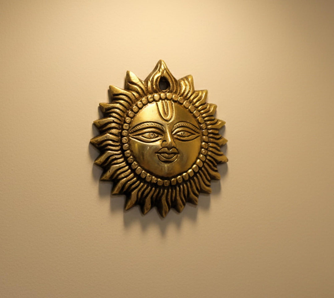 eSplanade - Brass Sun Wall Decor - Beautiful Sun (Surya) Face Murti Idol Statue Sculpture Wall Hangi