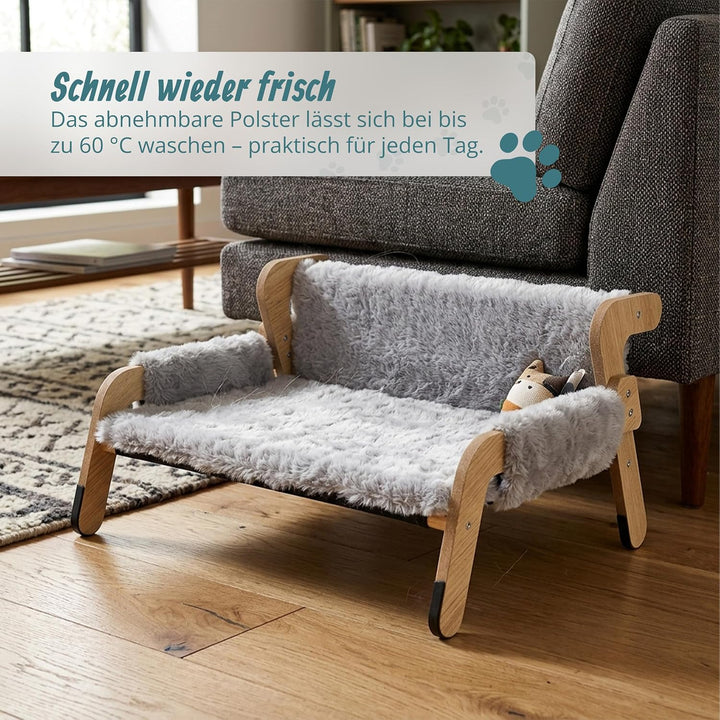Relaxdays Katzenbett flauschig, erhöhter Katzenhängesessel, grau/Natur, grau