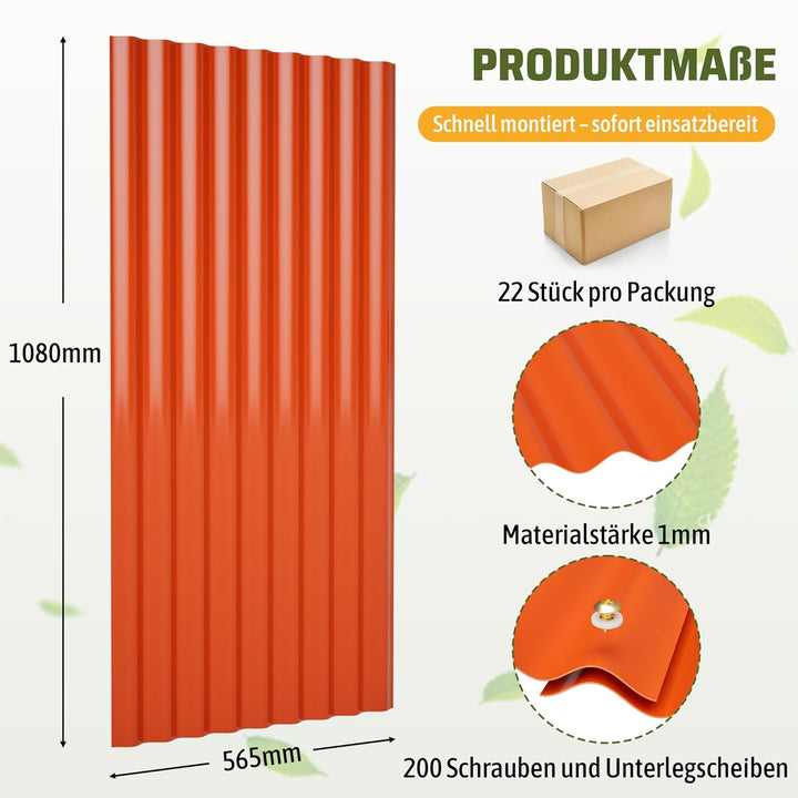 Thanaddo Wellplatten Lichtplatten, 22er Set Wellplatte Dach Kunststoff Welldach mit Schrauben, wette