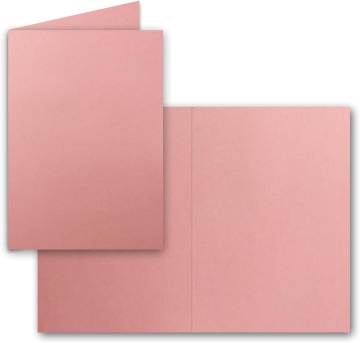 300x Faltkarten SET DIN A6/C6 mit Brief-Umschlägen in Altrosa - inklusive Einleger - 14,8 x 10,5 cm