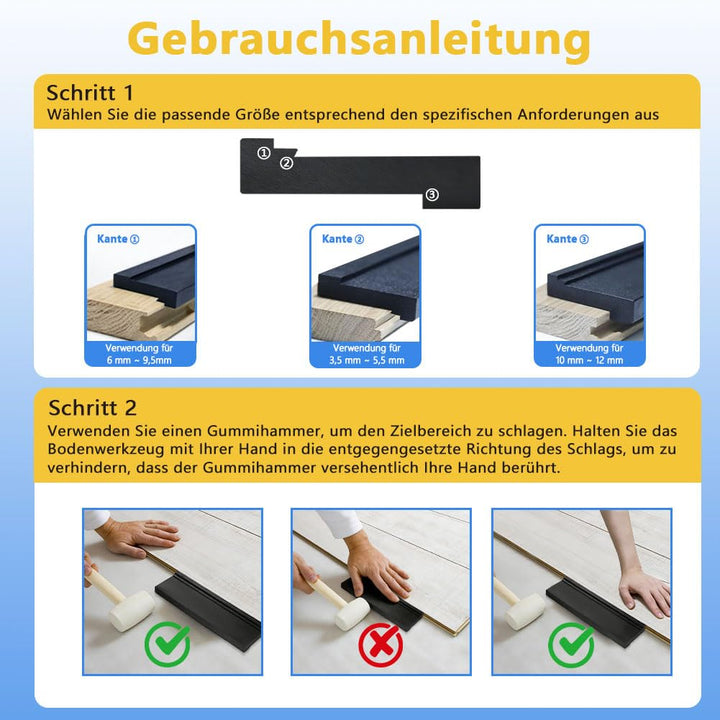 4 Stück Schlagholz Laminat Schlagklotz Vinylboden Werkzeug mit 3 verschiedenen Kanten, Universal Vin