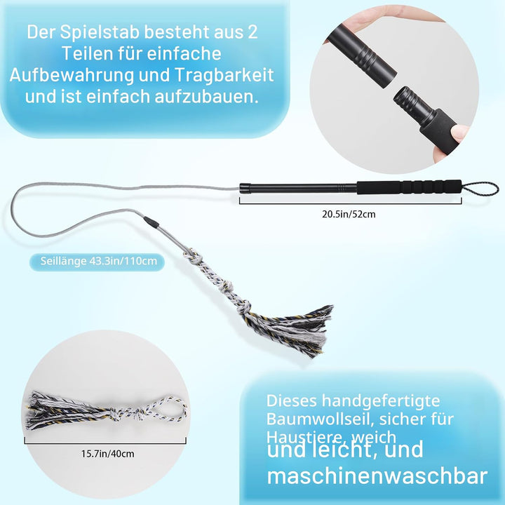 Flirt Pole Für Welpen Hunde,Interaktive Jagd und Zerrspielzeug Im Freien Hundespielzeug,Reizangel Ch