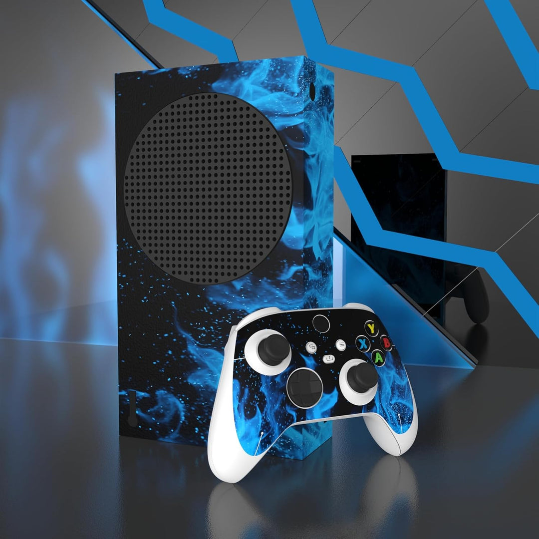 PlayVital Skin für Xbox Series S Konsole &amp; Controller, Vinyl Aufkleber Blaue Flamme., Blaue Flamme.