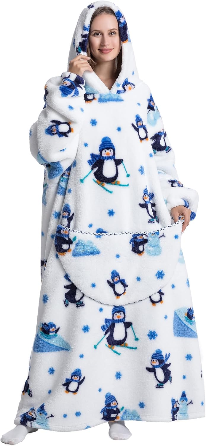 Verlängert Übergrosse Hoodie Decke,Decken Hoodie Damen mit Tasche und Kapuze,Superweiche und Warme K