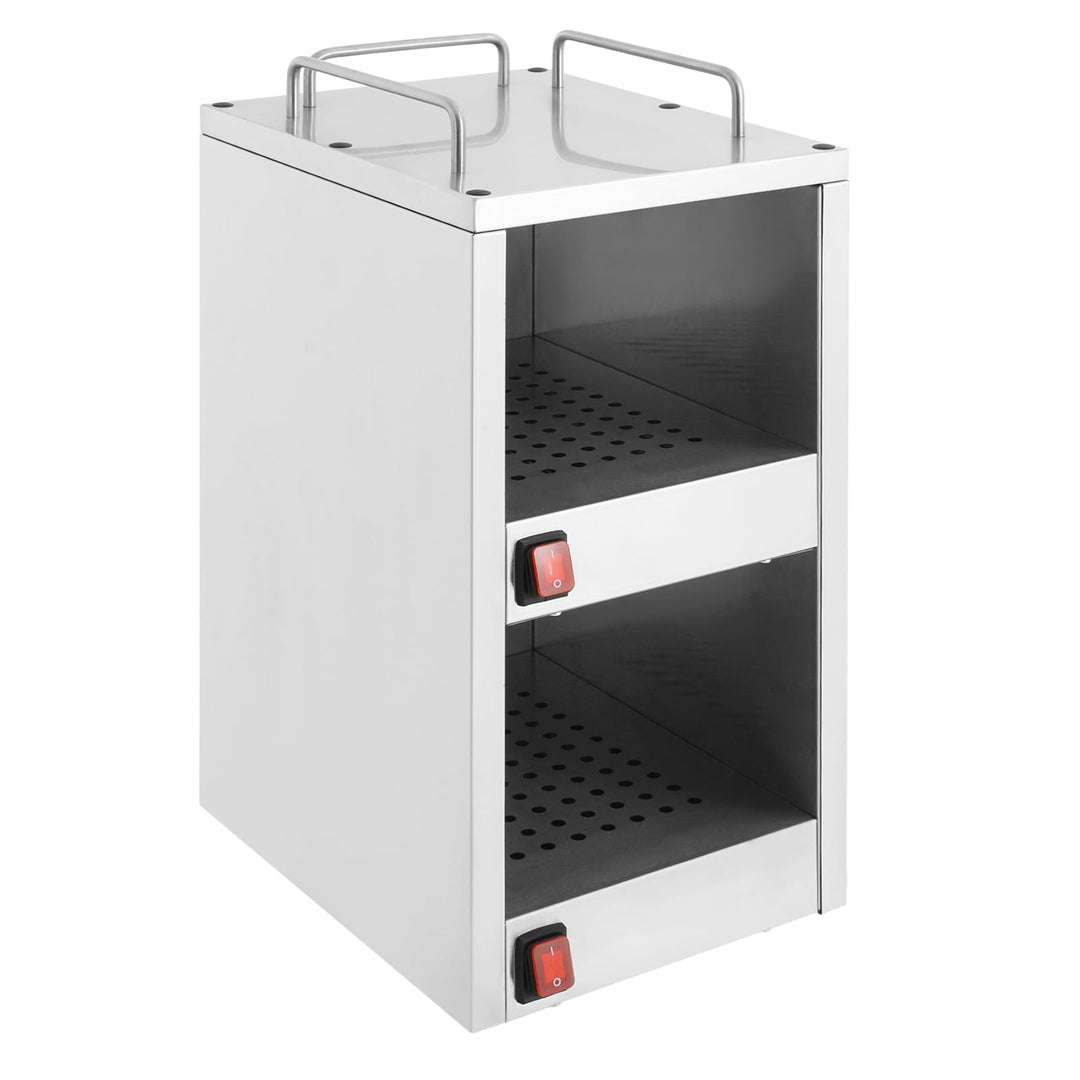 Edelstahl Gastro Tellerwärmer Tassenwärmer 2 Fächer Wärmeschrank Konstante Wärme Schrank 75℃ Geschir