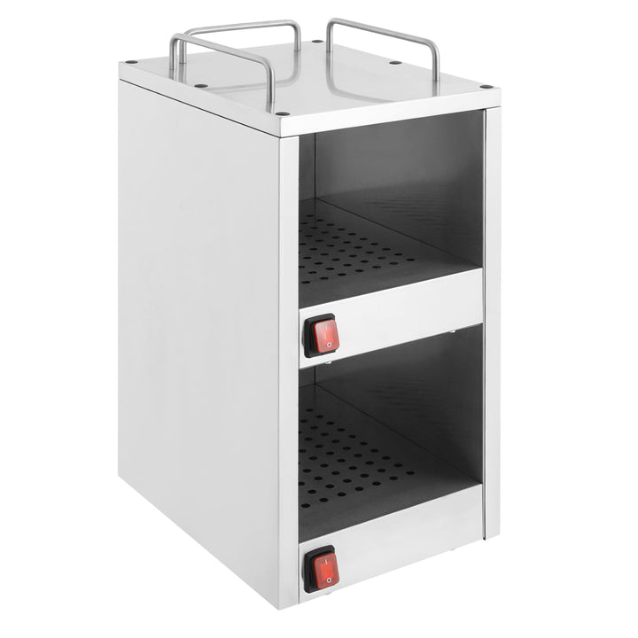 Edelstahl Gastro Tellerwärmer Tassenwärmer 2 Fächer Wärmeschrank Konstante Wärme Schrank 75℃ Geschir