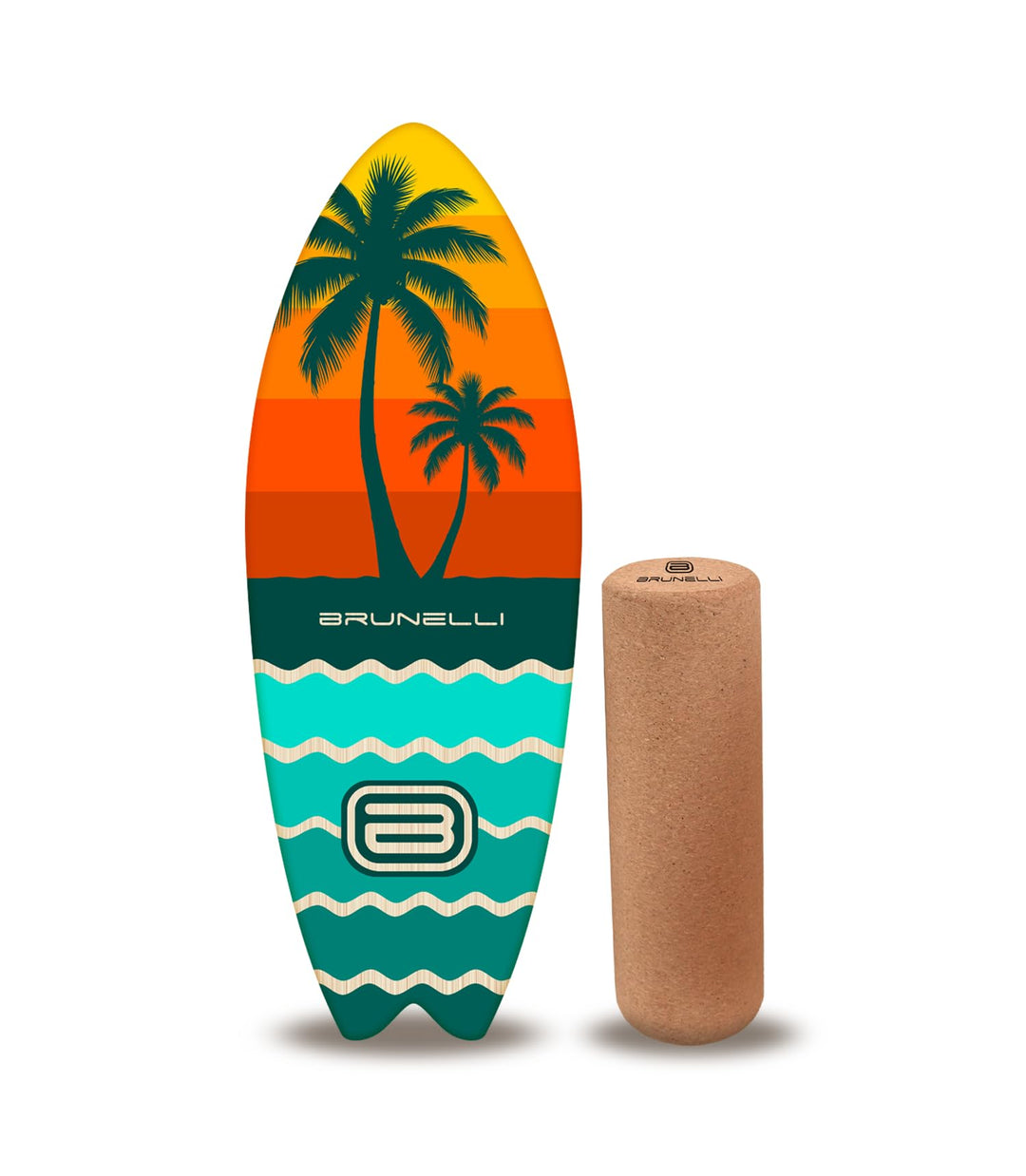 Brunelli Balance Board Holz Set - Balanceboard mit Korkrolle Gleichgewicht Core Training Fitness Sta