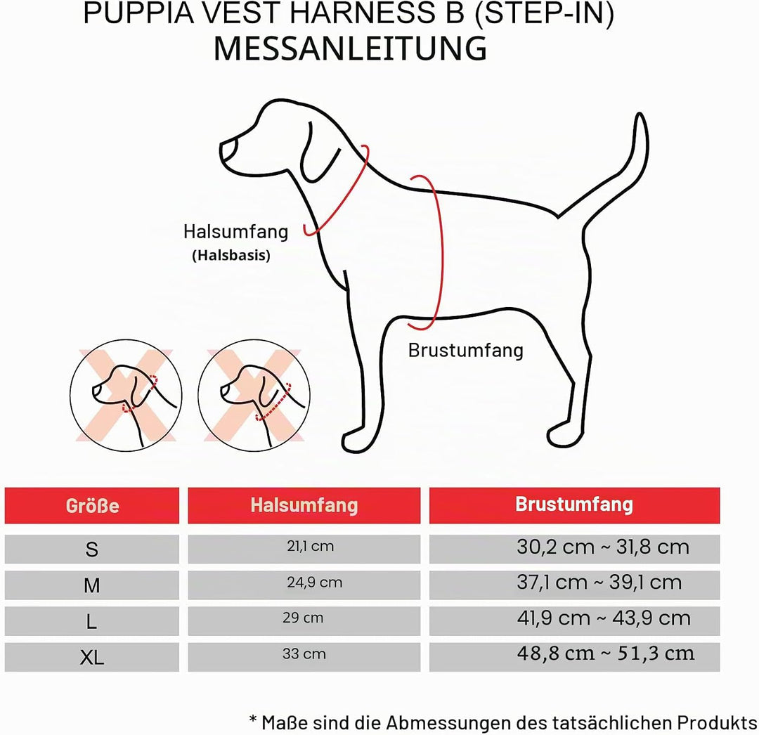 Puppia Brustgeschirr für kleine und mittelgrosse Hunde - Gianni Harness B - verstellbar und komforta