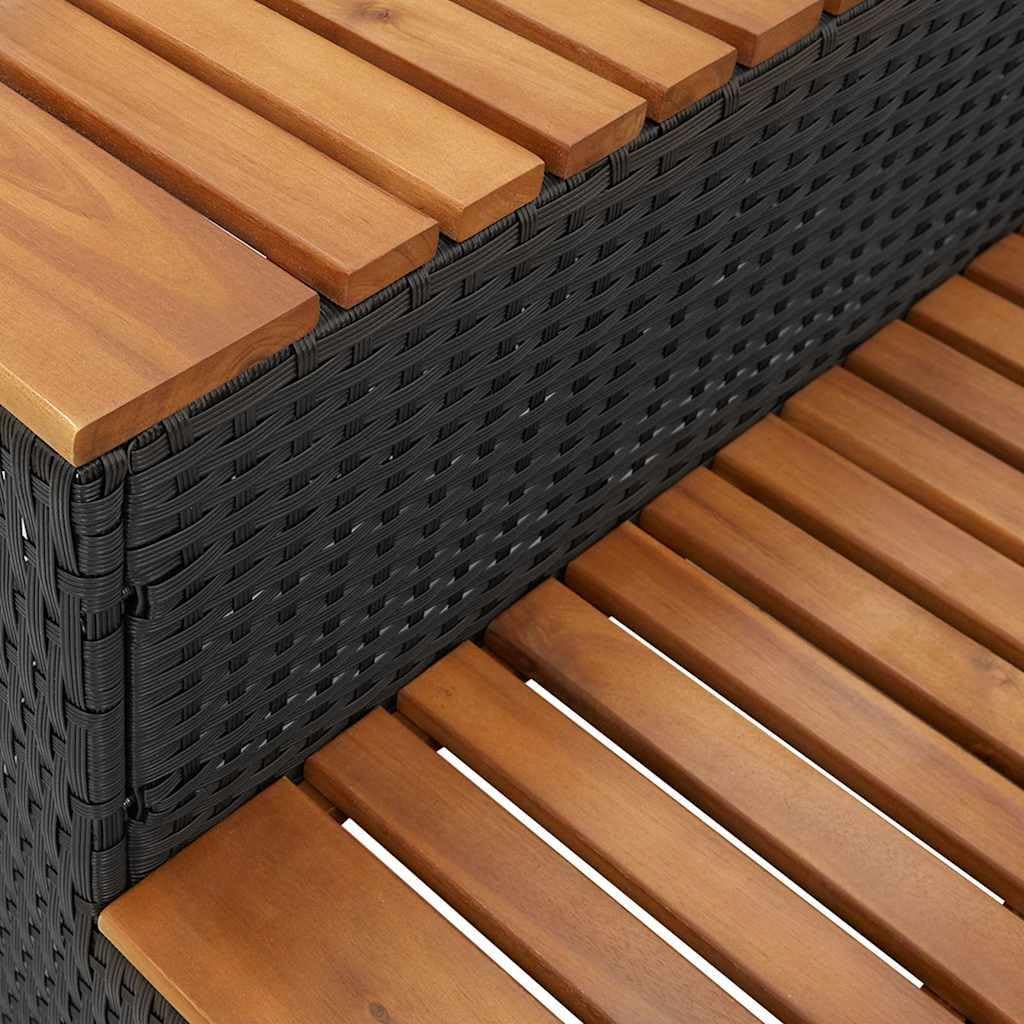 vidaXL Whirlpooltreppe Schwarz 100x50x50,5cm Poly Rattan Akazie Massiv, Whirlpool-Stufe, 2-Stufen-Le