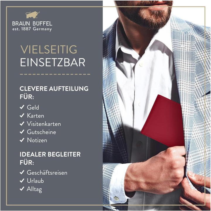 BRAUN BÜFFEL Damen Geldbörse aus echtem Leder Golf 2.0 - Trifold - Portemonnaie für Frauen - 8 Karte