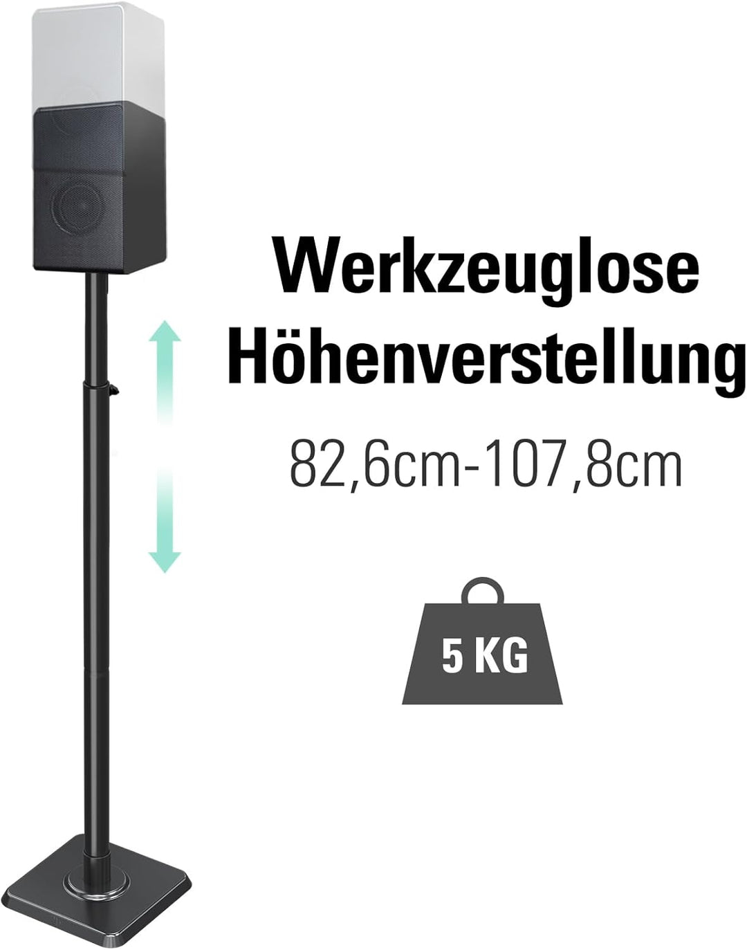 Mounting Dream Lautsprecherständer höhenverstellbar für Satelliten bis zu 5KG, 2er-Set Bodenständer