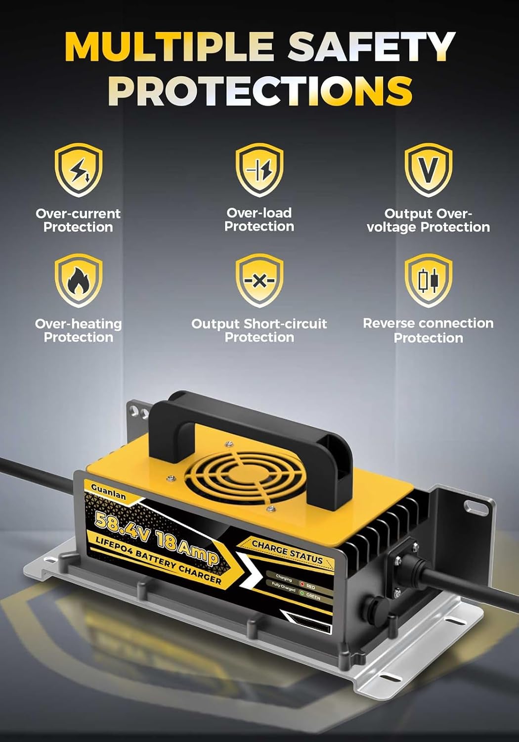 58,4 V 18 A LiFePO4 Batterieladegerät Lithium Golfwagen Batterieladegerät für 48 V Lithium-Eisenphos
