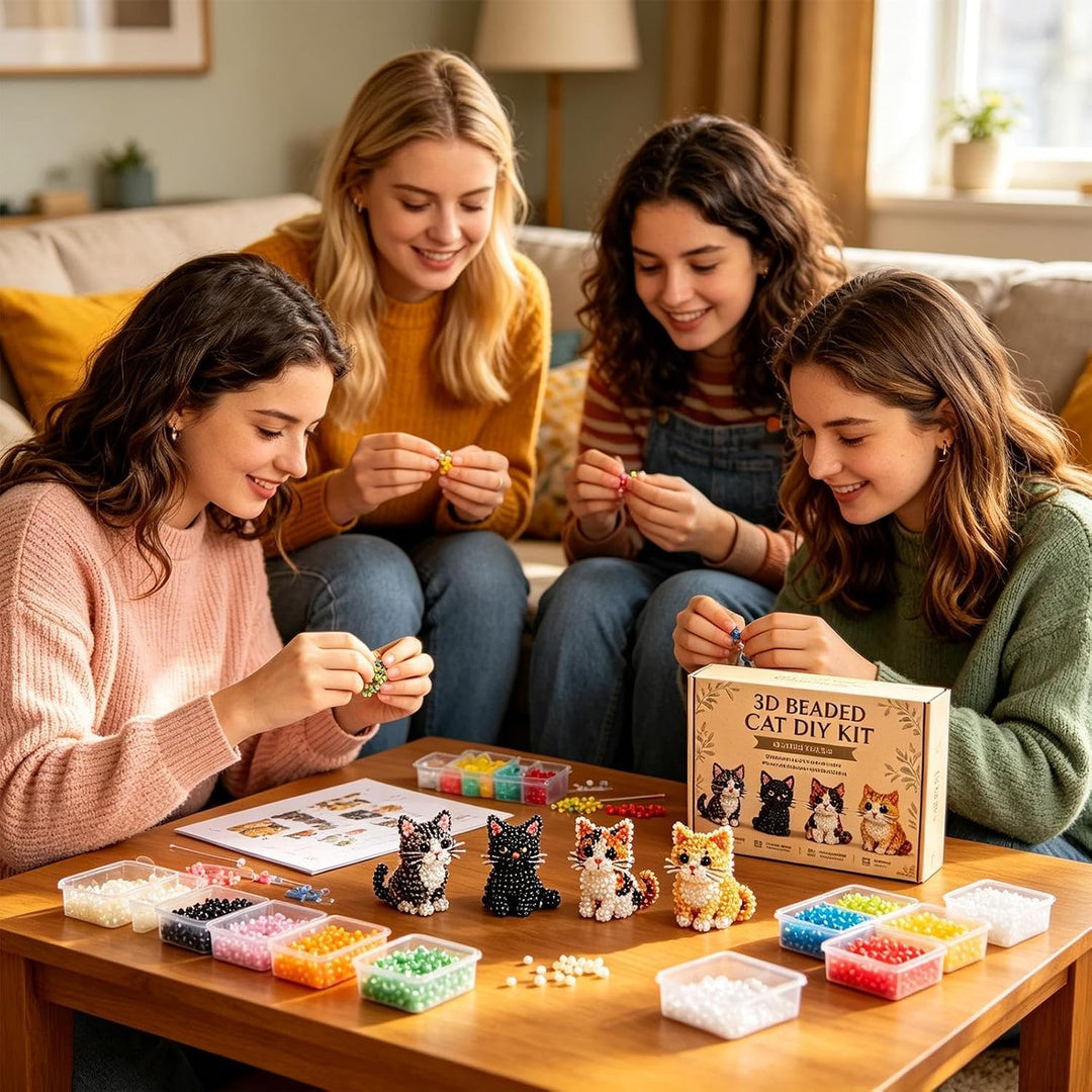 3D-Katzenperlen-Set, DIY-Tier-Perlen-Bündel, lustiges handgefertigtes Bastelprojekt mit einfachem Ba