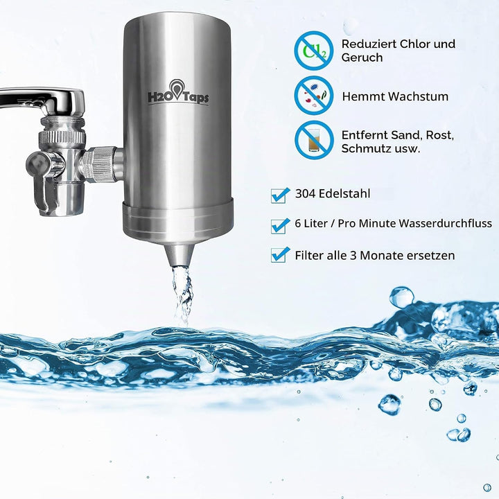 H2O Taps - Wasserfilter für den Wasserhahn - Wasserhahn - Edelstahl 304 Trinkwasserfilter - Wasserfi