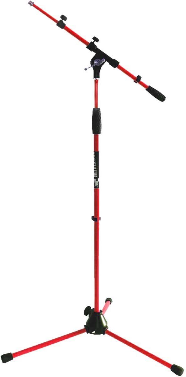 keepdrum MS106 RD Mikrofonstativ Mikrofonständer mit Galgen Rot, Rot