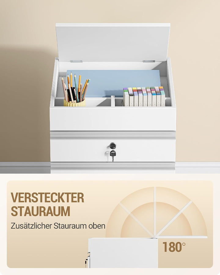 Hzuaneri Rollcontainer, Aktenschrank, abschliessbarer Büroschrank mit 3 Schubladen, zusätzlichem Sta