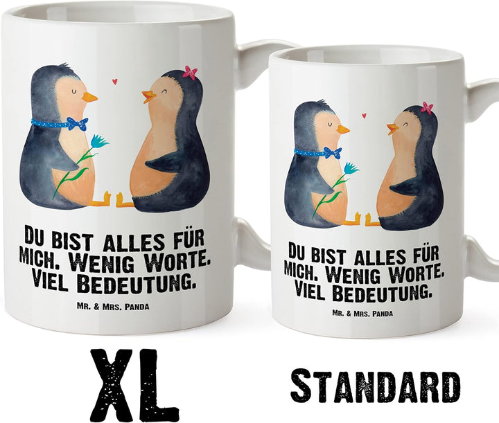 Mr. &amp; Mrs. Panda XL Tasse Pinguin Pärchen - Geschenk, XL Teetasse, Grosse Tasse, grosse Liebe, verli