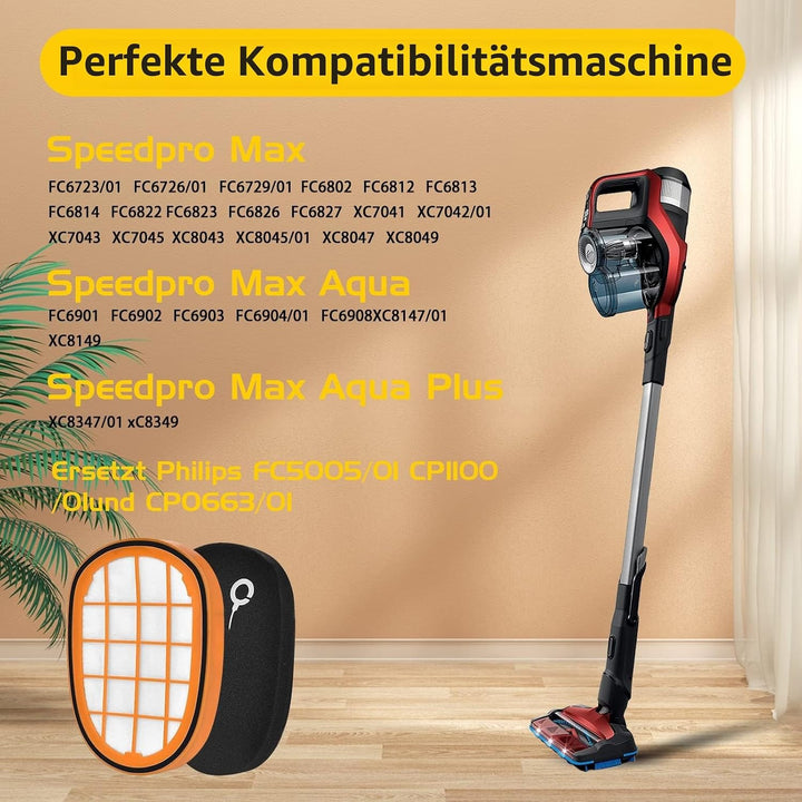 6 Stück Filter für Philips SpeedPro Max Akkusauger, FC5005/01 Ersatzfilter Zubehör für Philips FC681