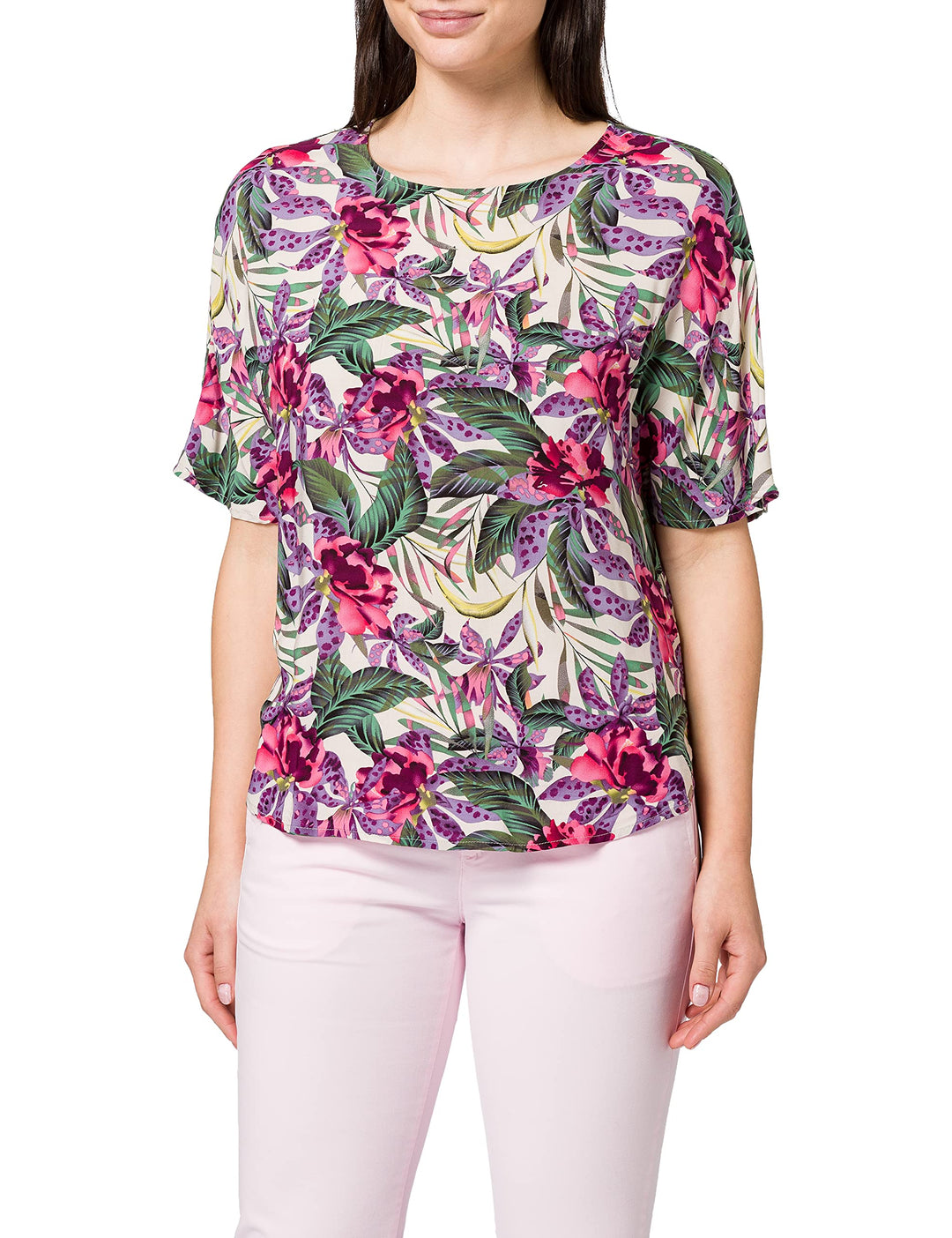 Q/S designed by - s.Oliver Damen 2063093 Bluse 32 Beige Floral Aop, 32 Beige Floral Aop