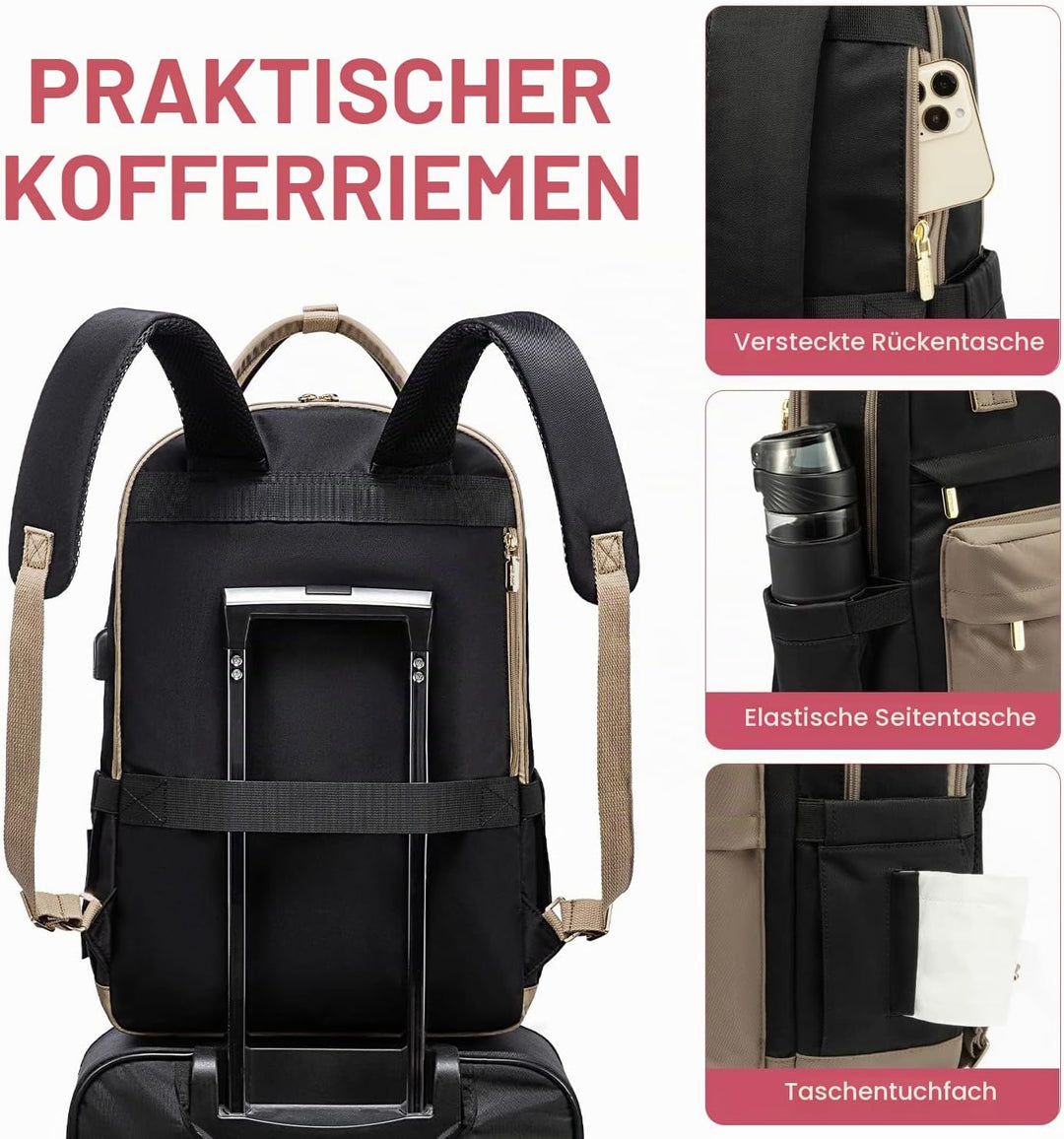 LOVEVOOK Rucksack Damen, 17 Zoll Laptop Rucksack Schulrucksack Mädchen Teenager mit Laptopfach, Wass