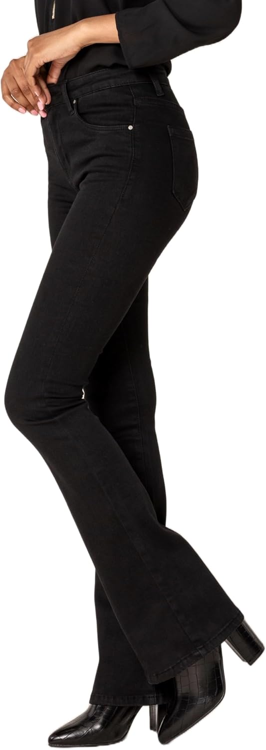 Nina Carter P212 Damen Tall Bootcut Jeans High Waist Schlaghosen Stretchjeans Jeanshosen Used-Look L