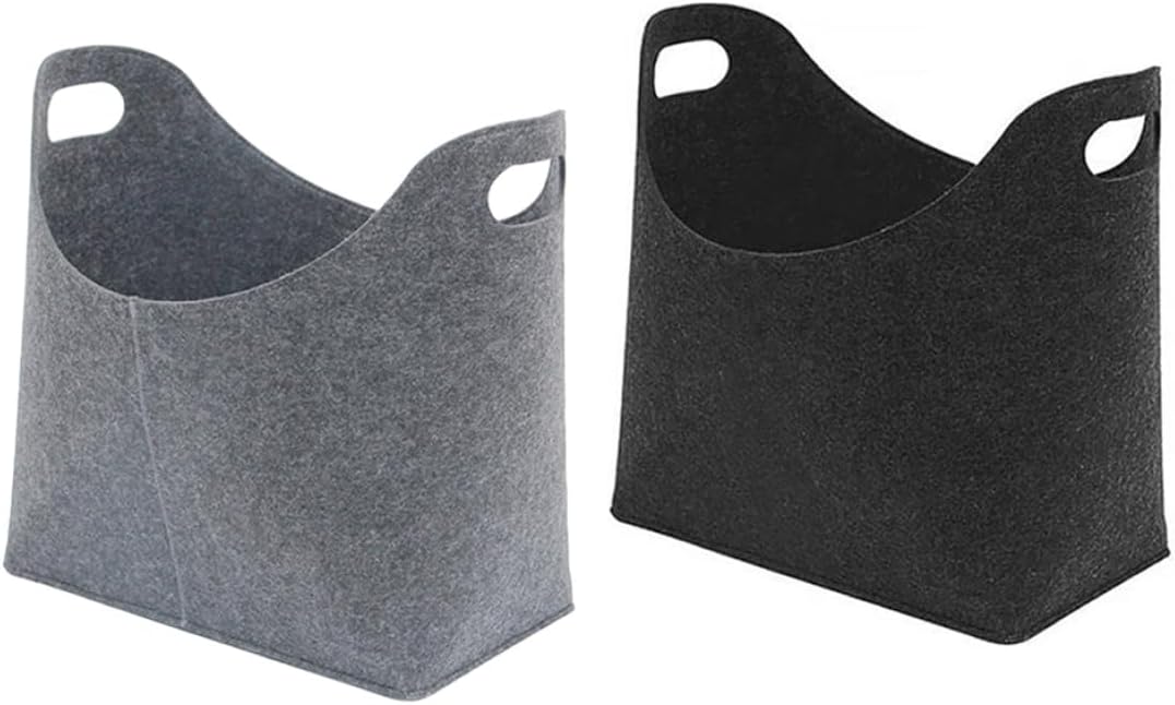 Filz-Brennholzkorb, faltbare Kamin-Aufbewahrungstasche, Kamin-Holzträgerhalter, Schwarz | Holzträger