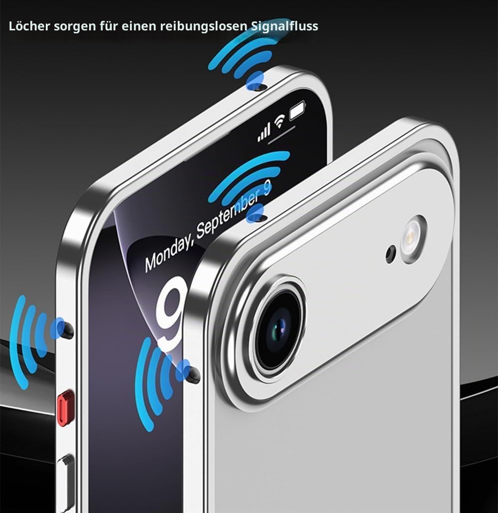 Schutzhülle für iPhone 17 Pro, Rahmen aus Luftfahrt-Aluminiumlegierung, stossfest, rückenfrei, keine