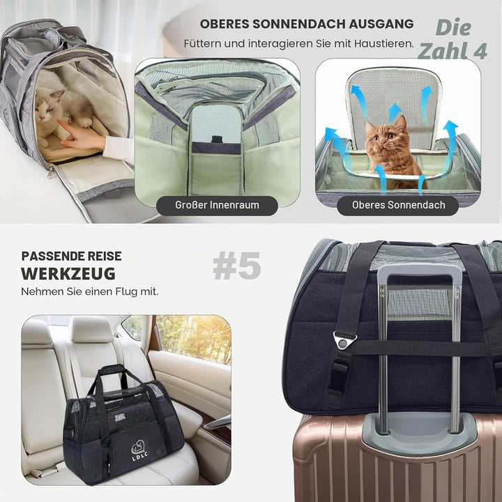 PETCUTE Hundetransportbox,Atmungsaktive Katzen Tragetasche Katze transportbox Tragetaschen mit Weich
