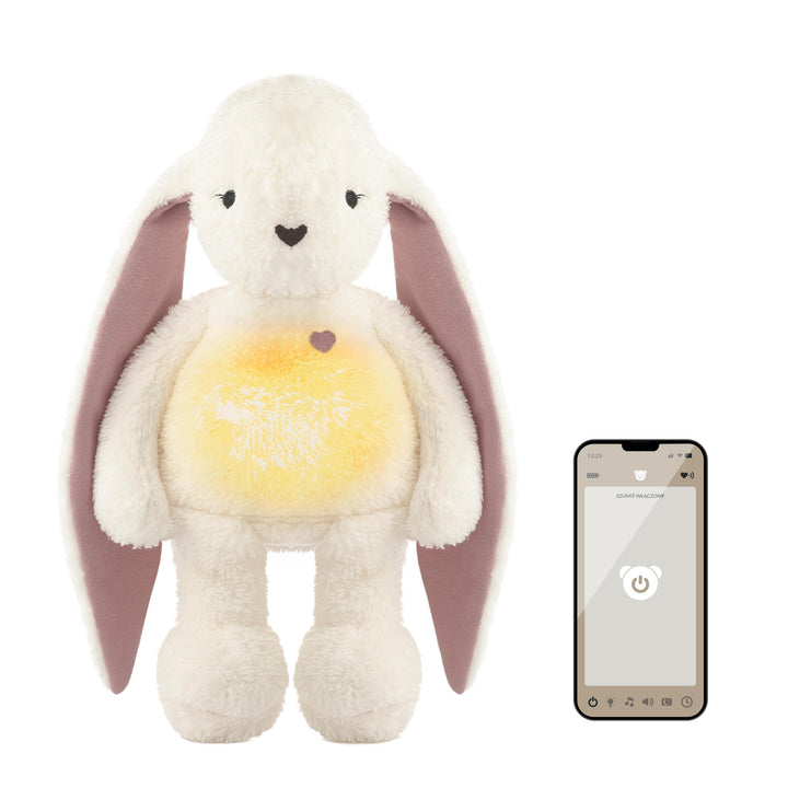 myHummy Bunny Ecru-Rosa Plüschtier mit weissem Rauschen mit App und Schlafsensor