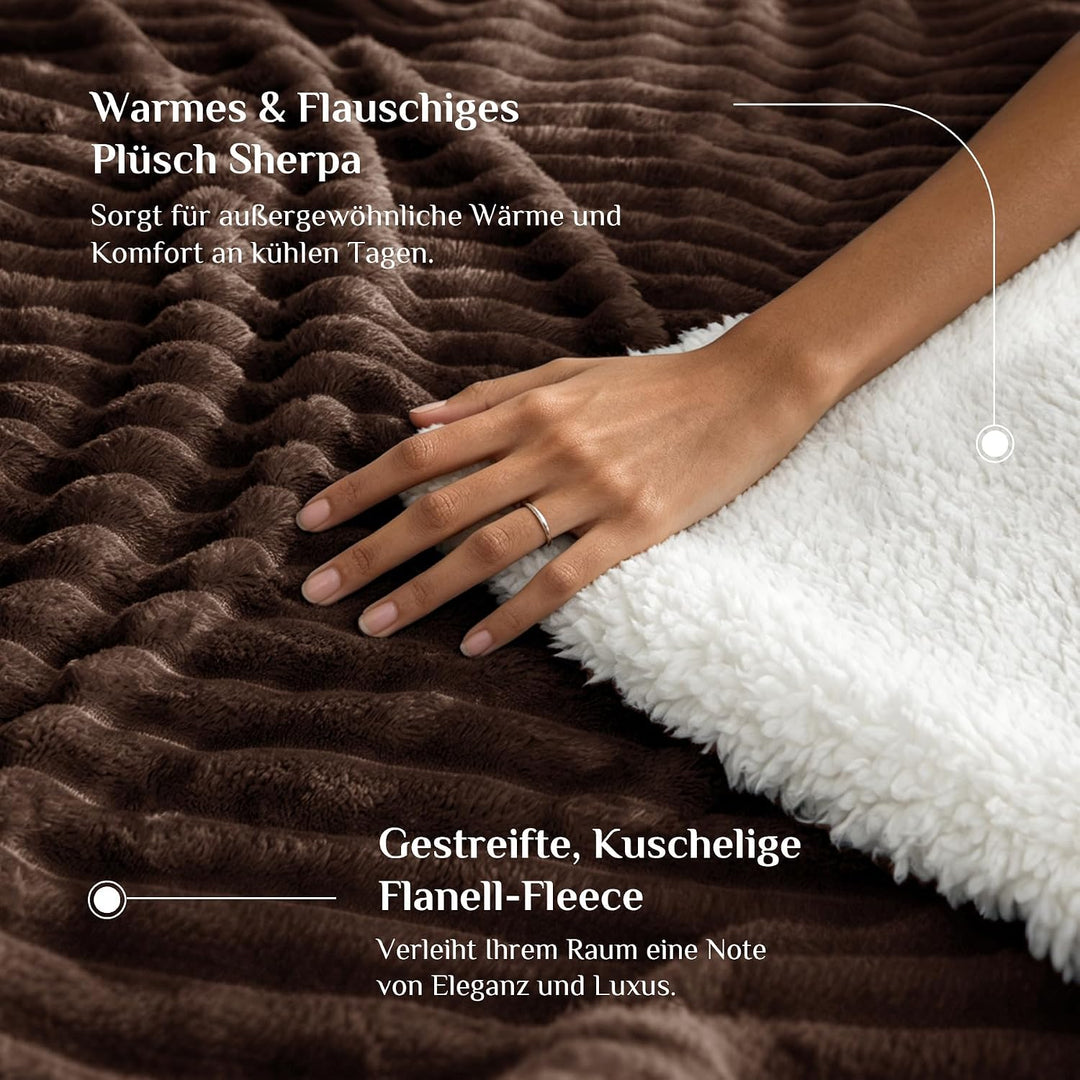 BEDELITE warme Decke Sherpa Kuscheldecke Flauschig Dunkelbraun 150x200 Dunkelbraun 150 x 200 cm, Dun