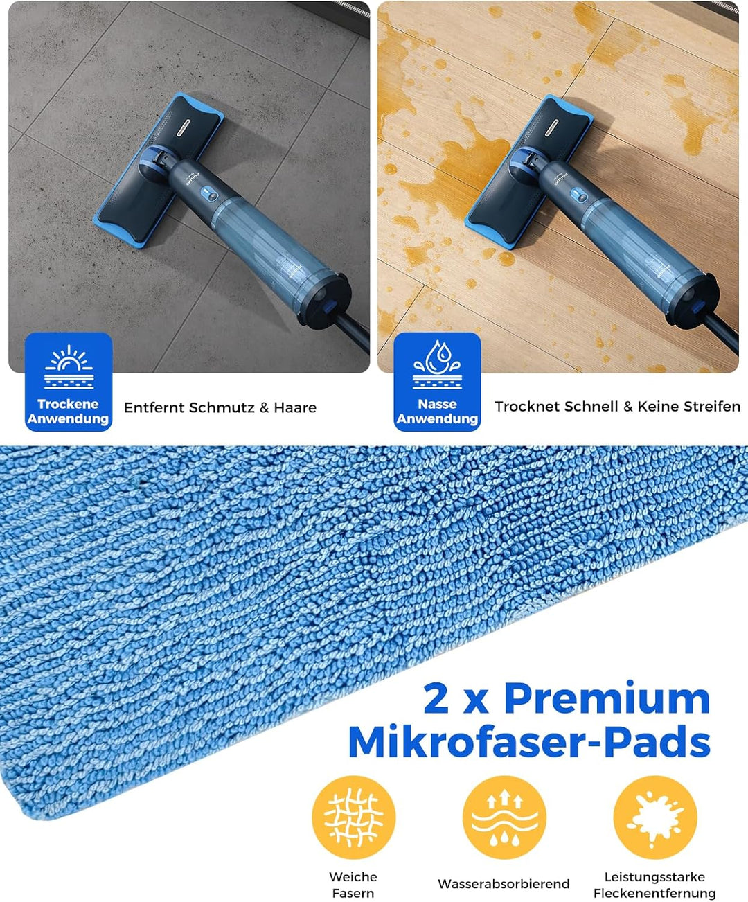 Ersatzpad für Philips OneUp 3000 / 5000 Serie–Mikrofaser, 6 Monate Nutzbar