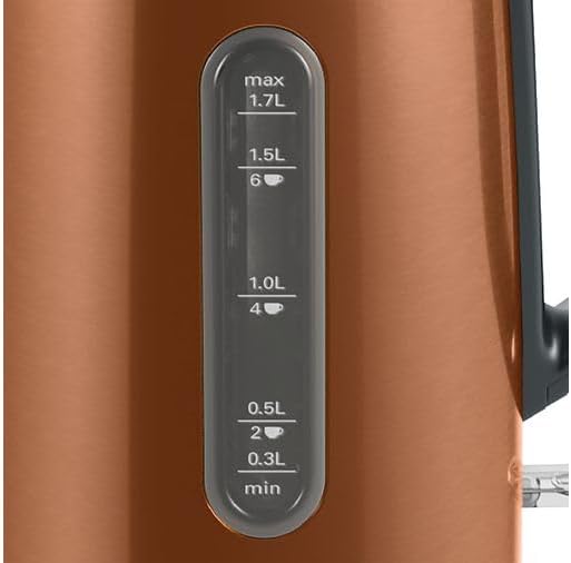 Bosch kabelloser Wasserkocher DesignLine TWK4P439, Ausgiessen ohne Spritzer, Tassenanzeige, Wasserst