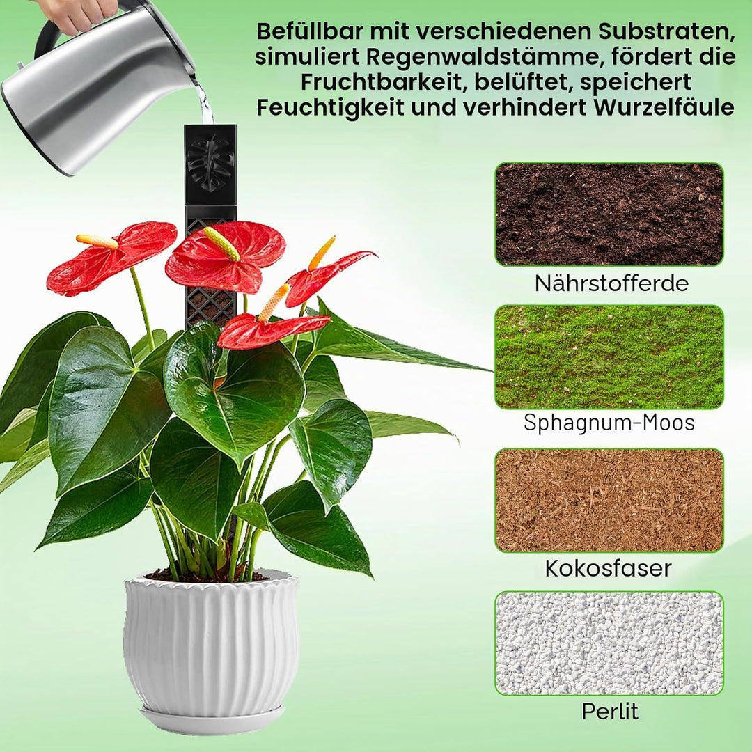 4 Pcs Moosstäbe für Monstera, Erweiterbare Pflanzenstütze, Moss Pole