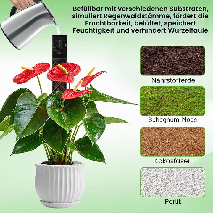 4 Pcs Moosstäbe für Monstera, Erweiterbare Pflanzenstütze, Moss Pole