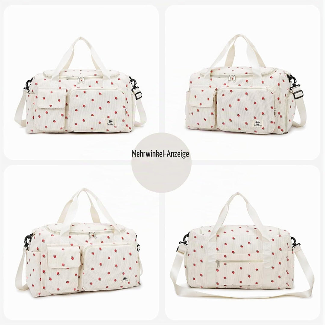 Reisetasche Damen, Sporttasche Damen mit Schuhfach, Nassfach and Kleine Geldbörse, Cord Schwimmtasch