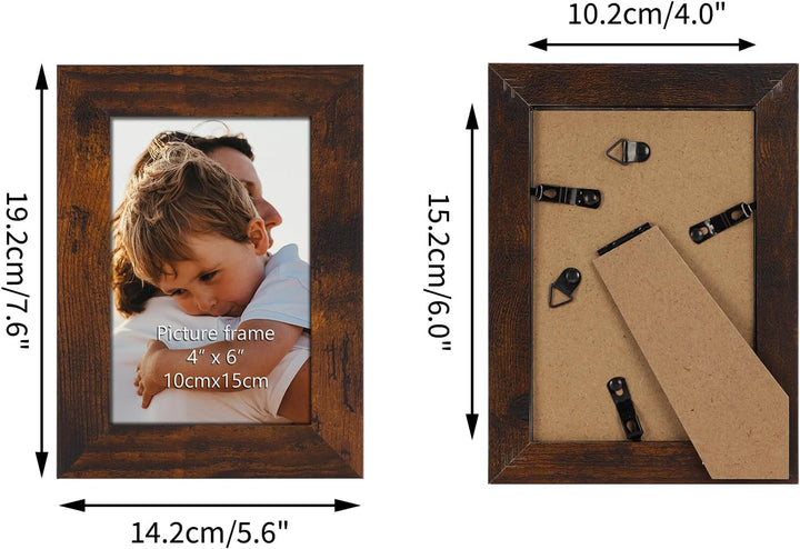 7er-Set rustikale Bilderrahmen für Fotos 10x15cm, Vintage-Stil ideal für Wand- und Tischaufstellung