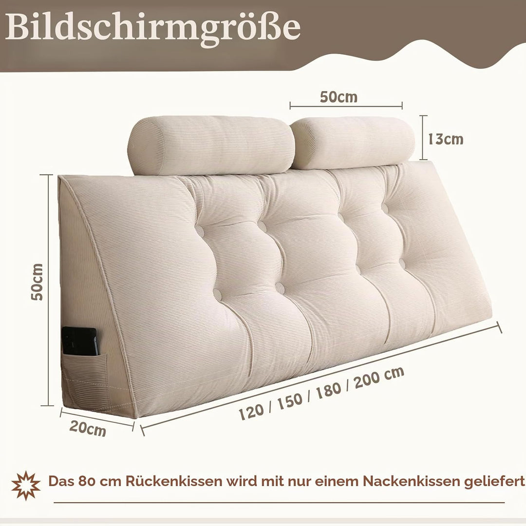 Keilkissen Lang Rückenkissen für Bett: Bequemes Lesekissen Abnehmbar Sofa Lendenkissen Dreieckiges H