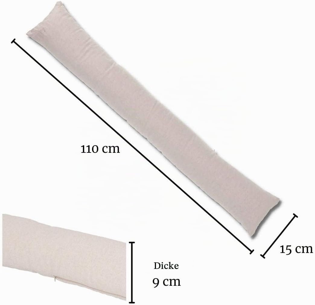 Casatessile Abnehmbarer und gepolsterter Zugbezug 110 cm lang. NATÜRLICH Einfarbiger Wurst-Zugluftst