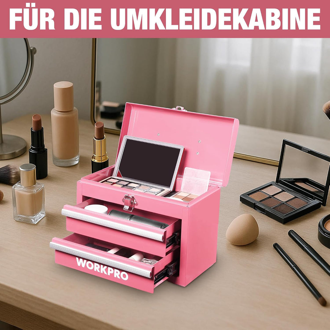 WORKPRO Metall Schubladenbox 2 Schubladen, Rosa, Tisch Organizer, Rosa
