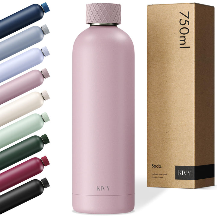 KIVY Edelstahl Trinkflasche 750ml - Auslaufsicher &amp; Kohlensäure geeignet Taupe 750 ml, Taupe 750 ml