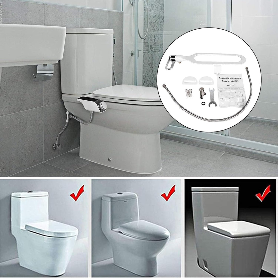 Smart Toilet Flusher Bidet, Double Nozzle Wash Sprayer, Self Cleaning Adjustable Pressure System, Ea