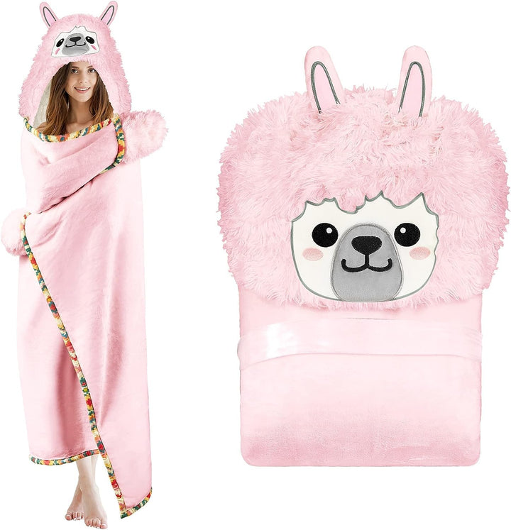 iyoimono Rosa Lama Alpaka Tragbare Decke Lama Alpaka Geschenke Sofadecke Kuscheldecke Lama Alpaca We