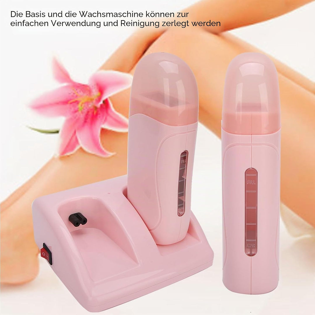 Wax Warmer, Wachserhitzer zum Aufrollen mit Doppelkartuschen, Wachserhitzer zur Haarentfernung - Ros