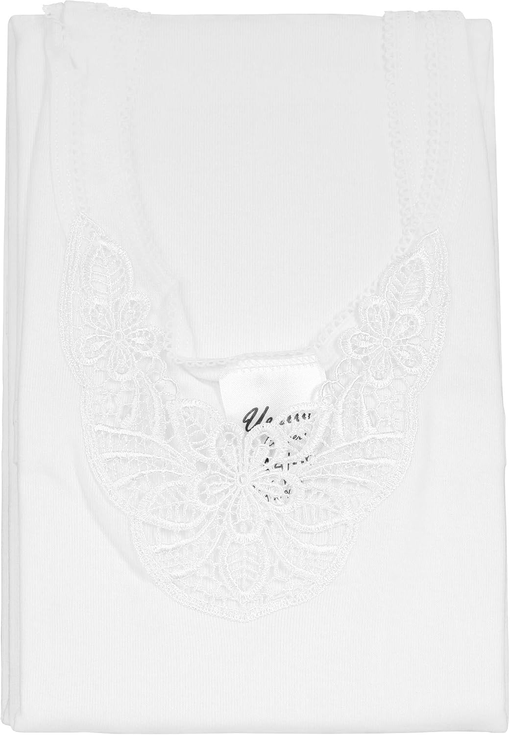 Yenita 4 stück Damen Unterhemden mit Spitze, 100% Baumwolle, Feinripp 52-54 Weiss, 52-54 Weiss