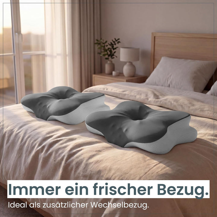 Gentle North Bezug für Nackenstützkissen - waschbarer Bezug bei 40°C Ersatzbezug Grau, Ersatzbezug G