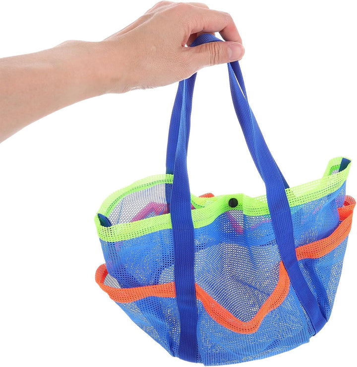 Cabilock Strandtasche Strandhandtasche mit Mehreren Fächern Netzgewebe Polyester Blau Atmungsaktiv L