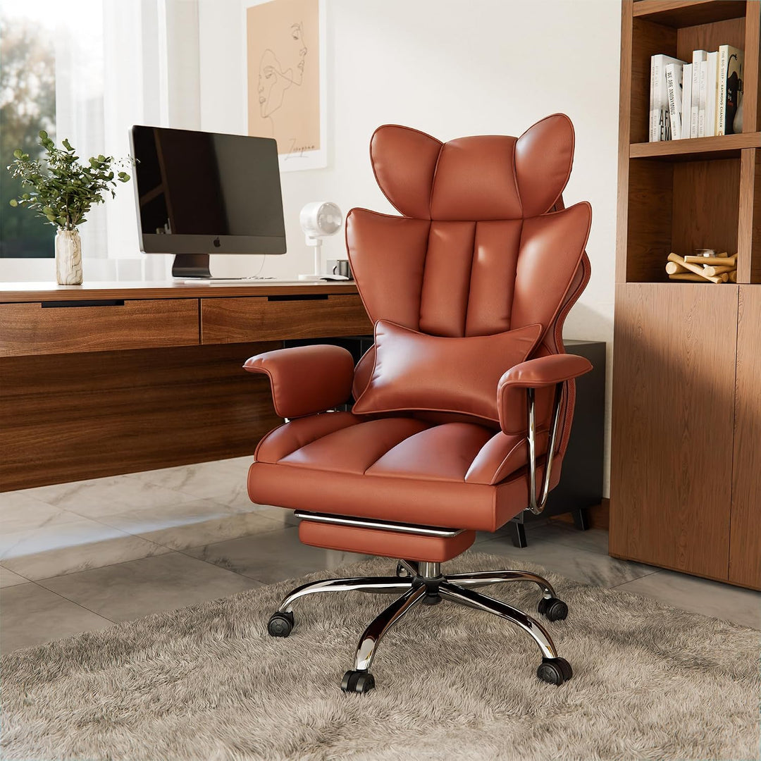 2026 Upgrade Bürostuhl Chefsessel, Ergonomischer Schreibtischstuhl mit Lendenwirbelstütze und Fussst