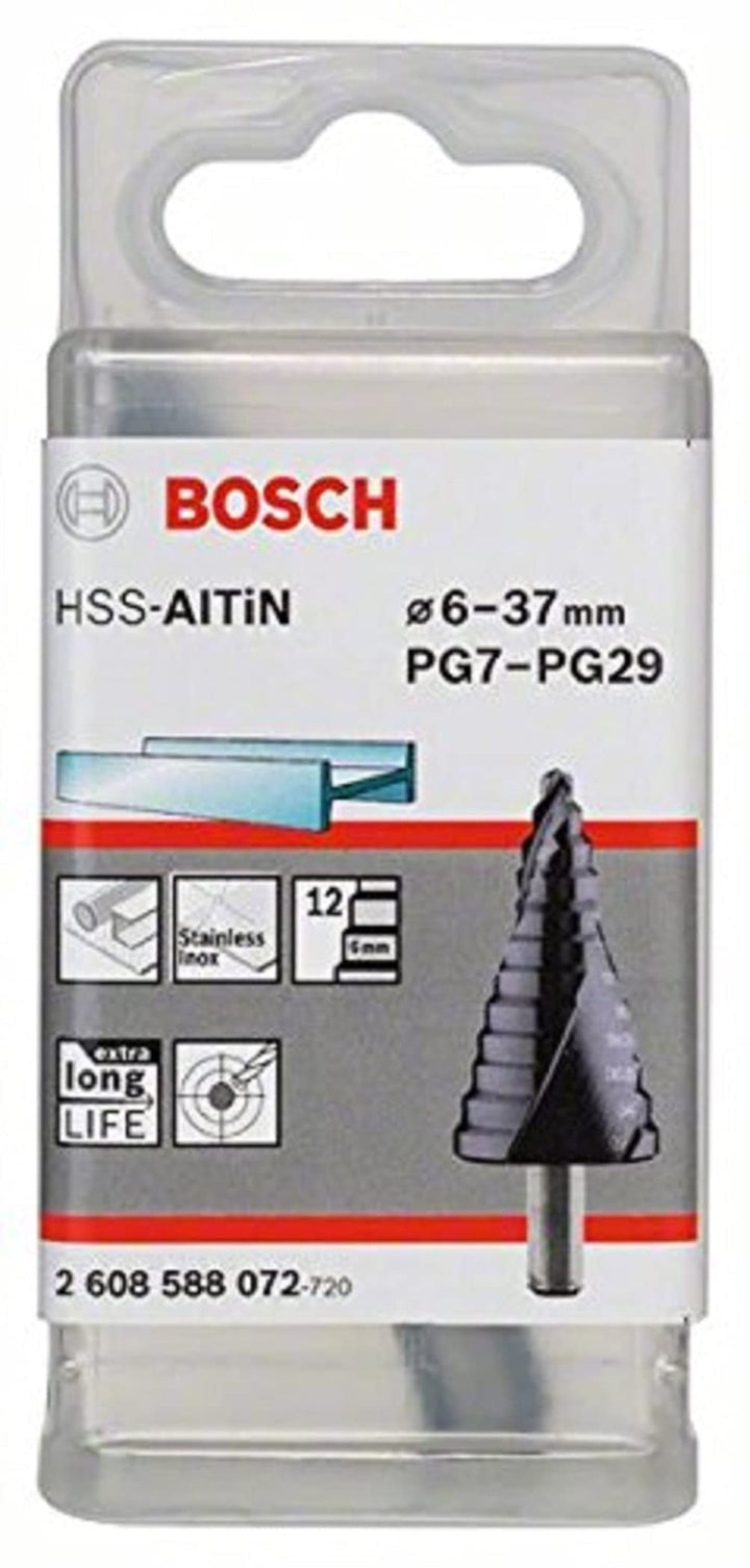 Bosch Professional Stufenbohrer HSS-AlTiN mit 3-Flächen-Schaft (Ø 6-37 mm)