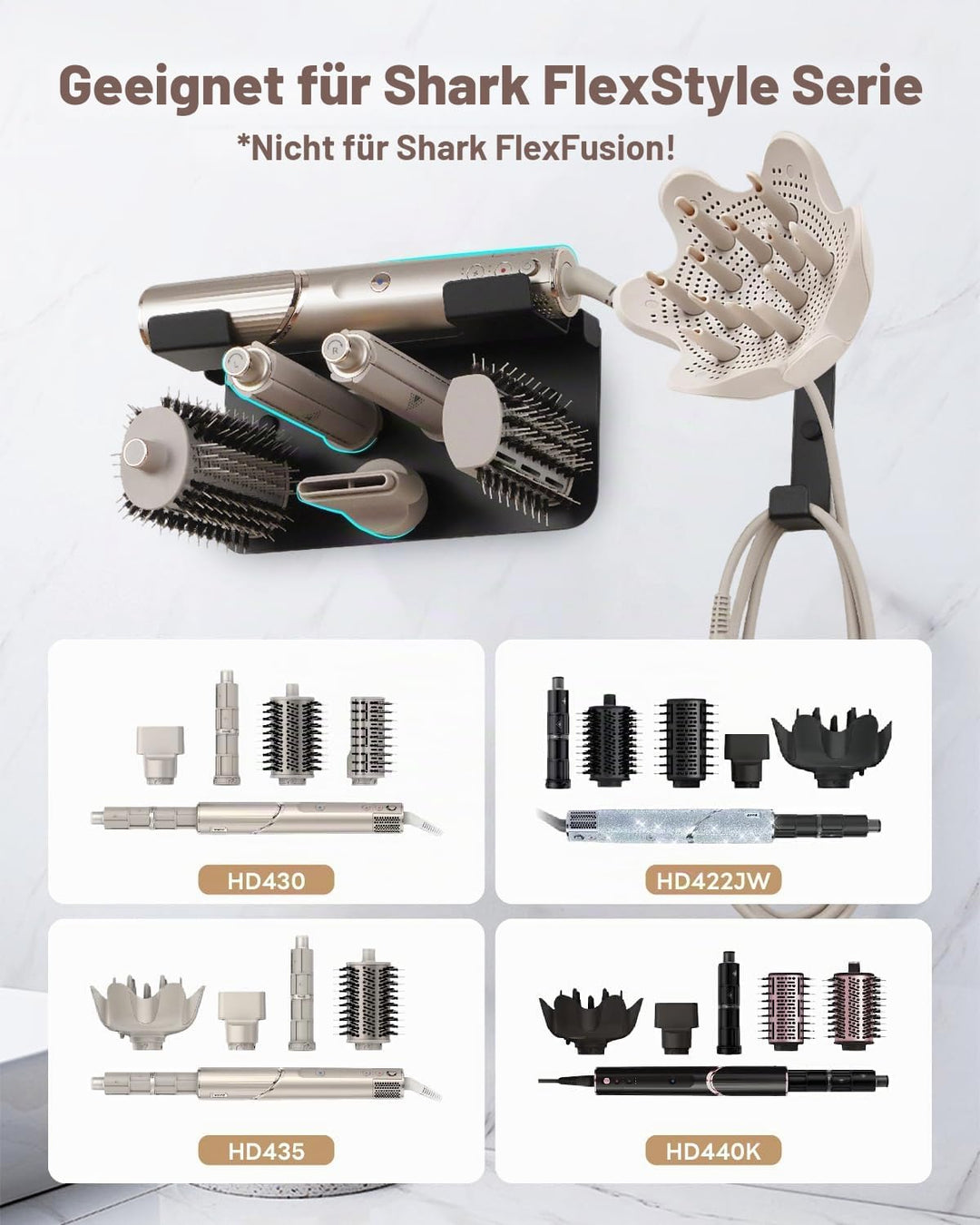 Föhn Halterung für Shark Flex Style 6 in1 Wandhalterung Kompatibel mit Shark Flex Style Aufsätze, Fö