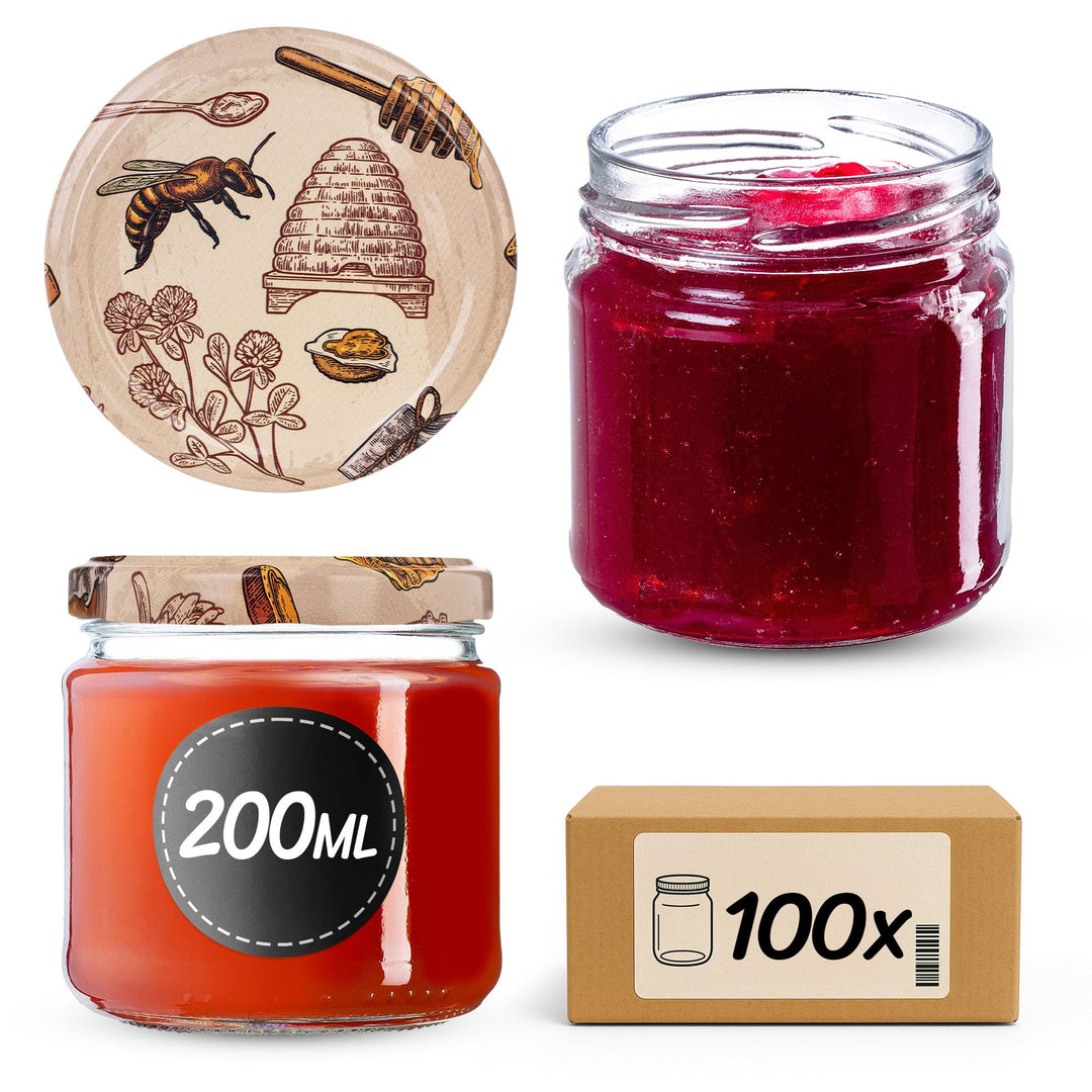 KADAX 100er Set Einmachgläser 200ml TO66, Marmeladengläser Vorratsgläser Mason Jar mit Schraubdeckel